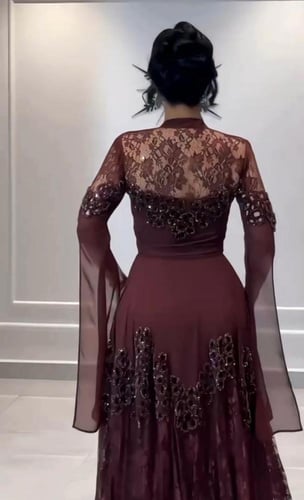 فستان سهره فخم عنابي