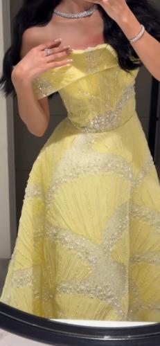 فستان سهره ليموني فخم