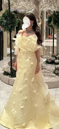 فستان سهره اصفر ليموني