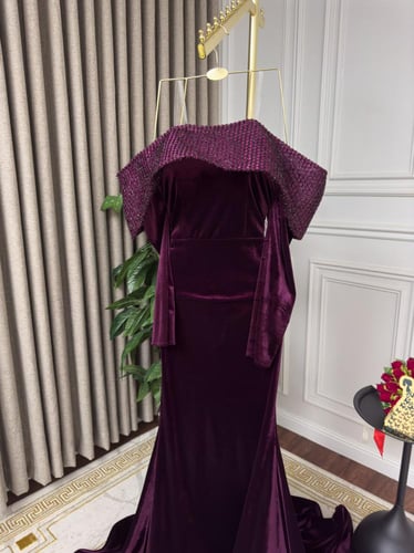 فستان سهره موف مخمل كوري