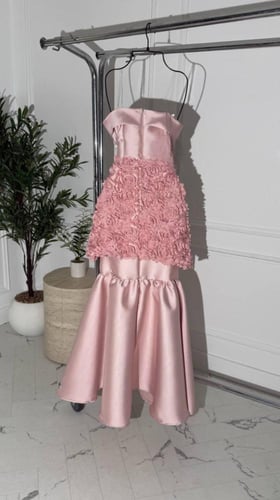 فستان فخم وردي