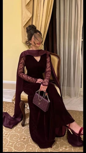 فستان سهره عنابي مخمل