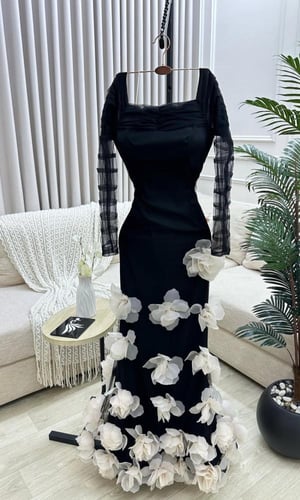 فستان سهره اسود وابيض فخم