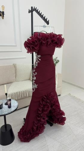 فستان سهره فخم عنابي