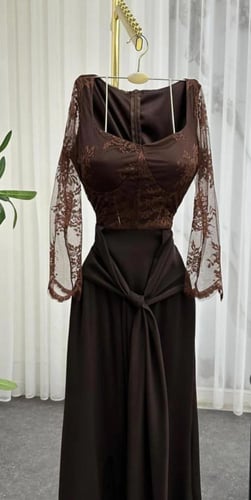 فستان سهره بني دانتيل