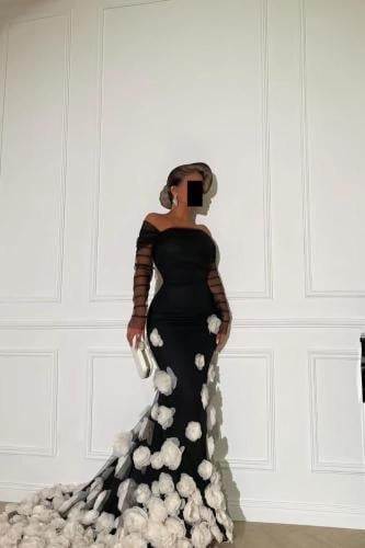 فستان سهره اسود وابيض فخم