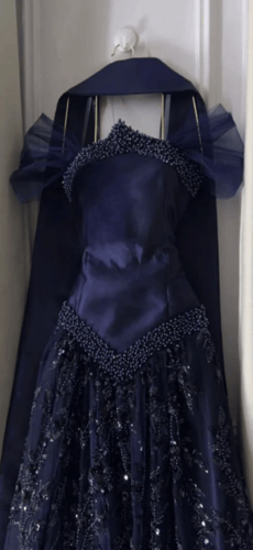 فستان سهره فخم ثريا كحلي & عنابي & اخصر