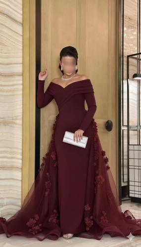 فستان سهره عنابي فخم