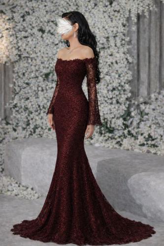 فستان سهره ميسم عنابي