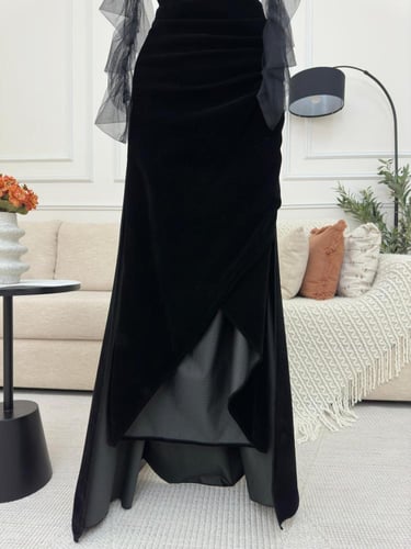 فستان سهره مخمل اسود