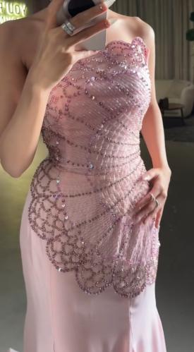 فستان نغم سهره فخم. وردي