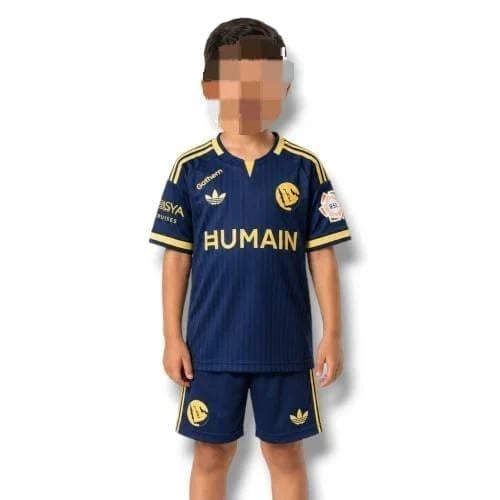 طقم النصر الاحتياطي للأطفال 2026-2027– كحلي مع شورت