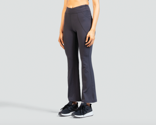 V-Cut Flare Pants - Gray