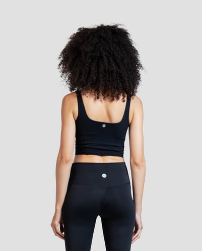 Stretch-Fit Cropped Tank Top - Black