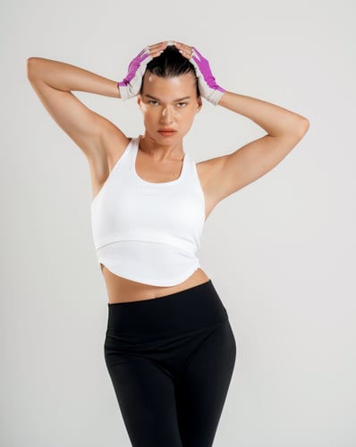Ribbed Workout Crop Top – Storm White