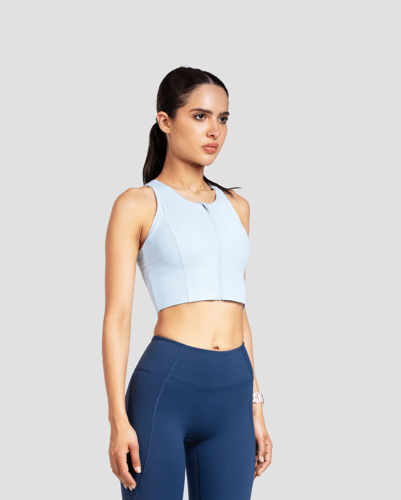 Longline Sports Bra - Sky Blue