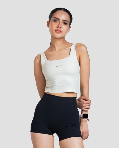 Stretch-Fit Cropped Tank Top - White