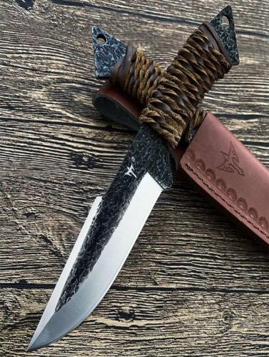 سكين مزغرف مقاوم لصدا وجراب جلد