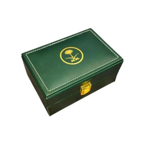 علبة جلد مربعة سيفين ونخله (اوقية وربع تولة)