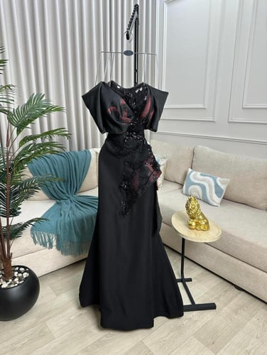 فستان سهره راقي لون انيق خامه كريب استرتش