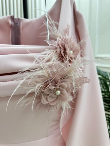 فستان العيد سهره انيق خامه كريب استرتش عل تطريز يد...