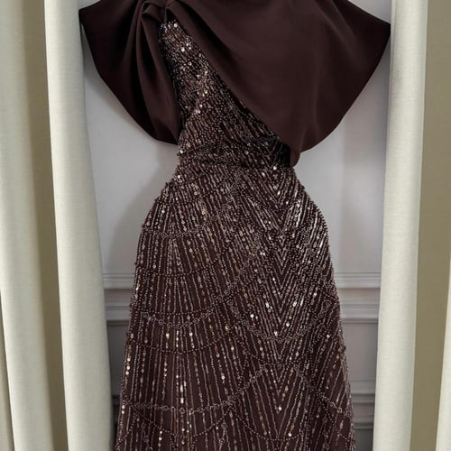 فستان سهره لون راقي خامه مطرز بالترتر