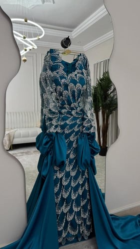 فستان شتوي سهره راقي لون انيق قماش تل خرز عل بطانه...