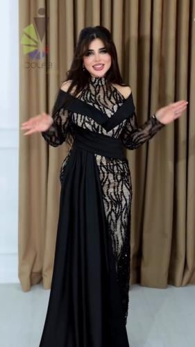 فستان سهره راقي طويل خامه شك سهره مبطن تفته الاصلي