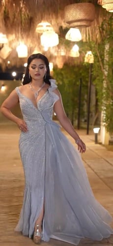 فستان سهره راقي لون انيق خامه قماش سعره مطرز عل تل