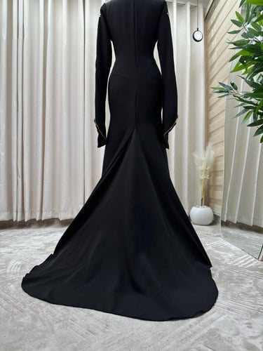 جلابيه سهره راقيه طويله ساتره لون اسود انيق خامه ك...