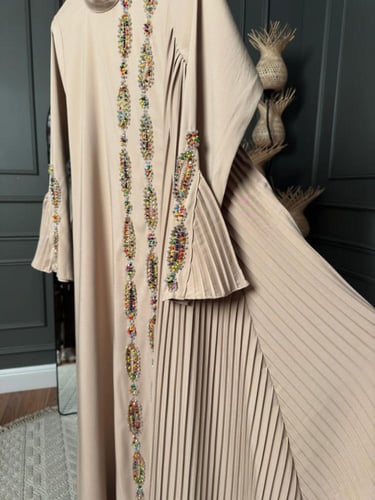 فستان سهره خامه كريب استرتش +تطريز يدوي راقي