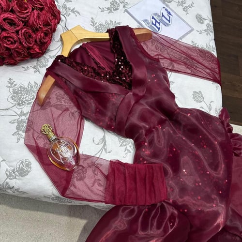 فستان سهره انيق خامه تل عل اورجنزا بطانه