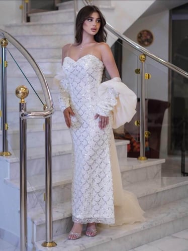 فستان سهره لون ابيض راقي