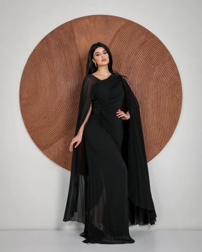 فستان سهره لون راقي خامه شيفون كسرات عل بطانه بارب...