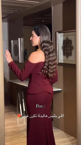 فستان شتوي سهره راقي لون انيق قماش كريب استرتش