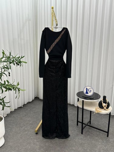 فستان سهره لون راقي خامه كرستال مطرزه مع لولو