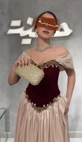 فستان سهره راقي لون انيق قماش شيفون عل بطانه مخمل...