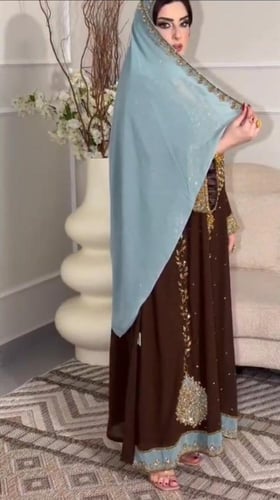 فستان سهره راقي لون انيق قماش شيفون +تطريز يدوي را...