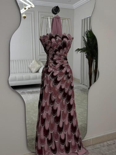 فستان سهره راقي لون انيق قماش سهره خرز ولولو مع طر...