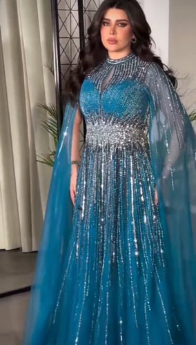 فستان سهره لون انيق راقي خامه شيفون جورجيت عل تل +...