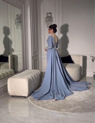 فستان سهره لون راقي قماش كريب استرتش