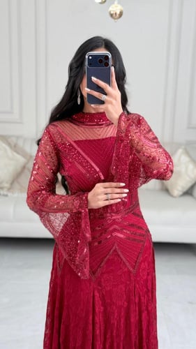 فستان سهره راقي لون انيق قماش باربي عل دانتيل لمعه