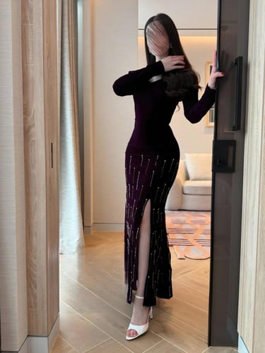 فستان شتوي سهره راقي لون انيق خامه مخمل