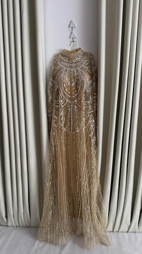 جلابيه مناسبات طويله قماش خرز عل بطانه كريب