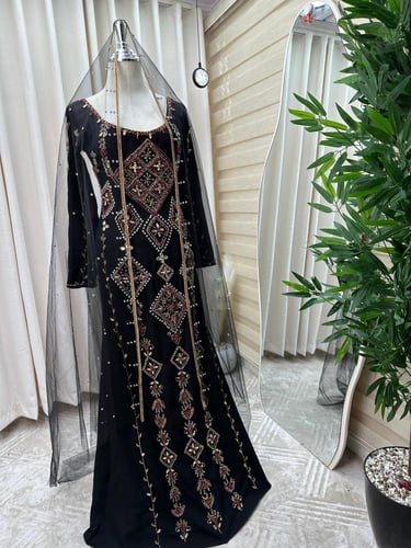 جلابيه سهره راقيه طويله ساتره لون اسود انيق خامه ك...