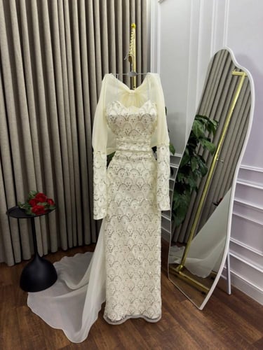 فستان سهره لون ابيض راقي