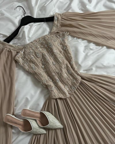 فستان سهره لونين انيق راقي خامه باربي +تفته كسرات