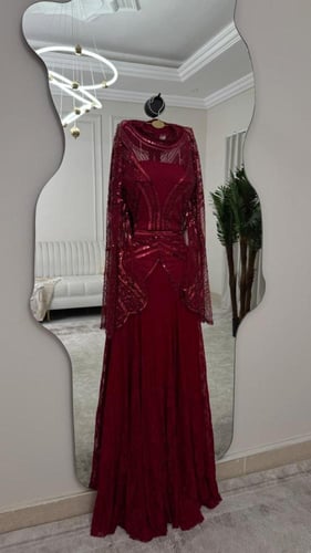 فستان سهره راقي لون انيق قماش باربي عل دانتيل لمعه