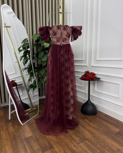 فستان سهره لون انيق راقي خامه شيفون جروجيت مطرز يد...