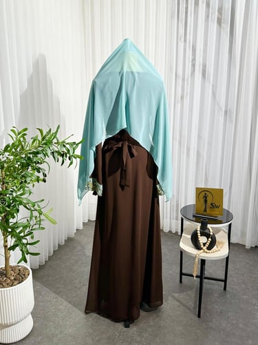 فستان سهره راقي لون انيق قماش شيفون +تطريز يدوي را...